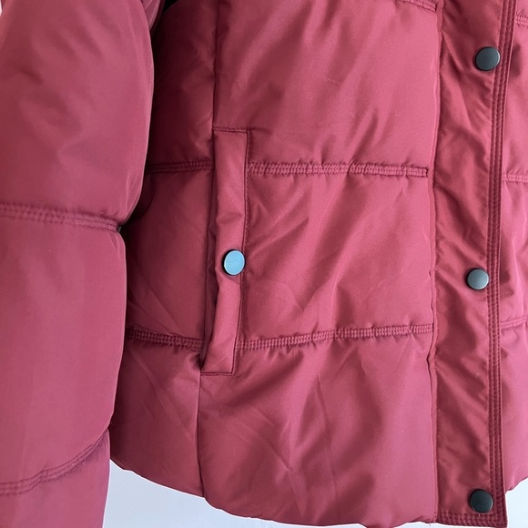 Burgundy Puffer Jacket with Detachable Hood, Size XL - Picture 7 of 7